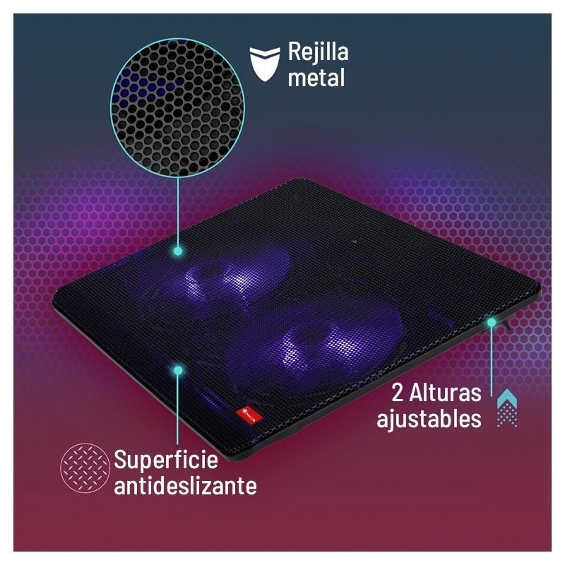 Soporte Refrigerante NGS Cooler Jetstand para Portátiles hasta 15.6"/ Iluminación LED - изображение 4