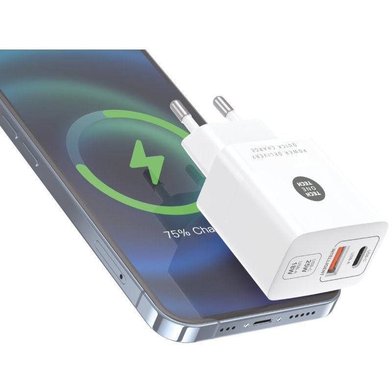 Cargador de Pared Tech One Tech TEC2267/ 1xUSB Tipo-C/ 1xUSB/ 3A/ Blanco - изображение 4