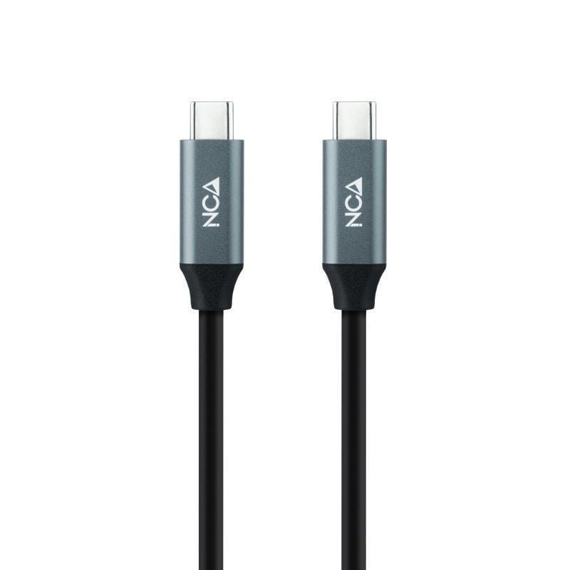 Cable USB 3.2 Tipo-C Nanocable 10.01.4301-L150/ USB Tipo-C Macho - USB Tipo-C Macho/ Hasta 100W/ 1.5m/ Gris y Negro