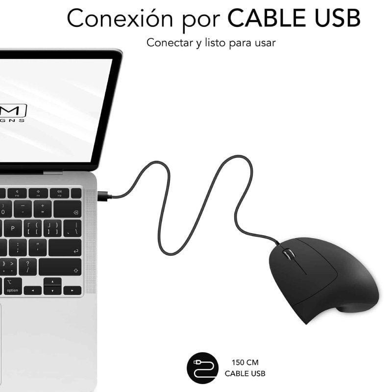 Ratón Vertical Subblim Glide Vertical Ergo Wired/ Hasta 1600 DPI/ Negro - изображение 2