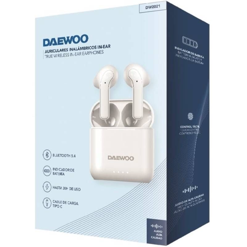 Auriculares Bluetooth Daewoo DW2021 con estuche de carga/ Autonomía 5h/ Blancos - изображение 3
