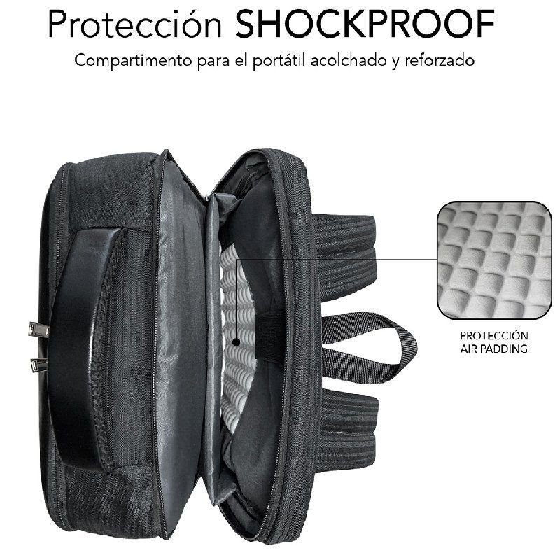 Mochila Subblim Business V2 AP Backpack para Portátiles hasta 15.6"/ Puerto USB/ Negra - изображение 5
