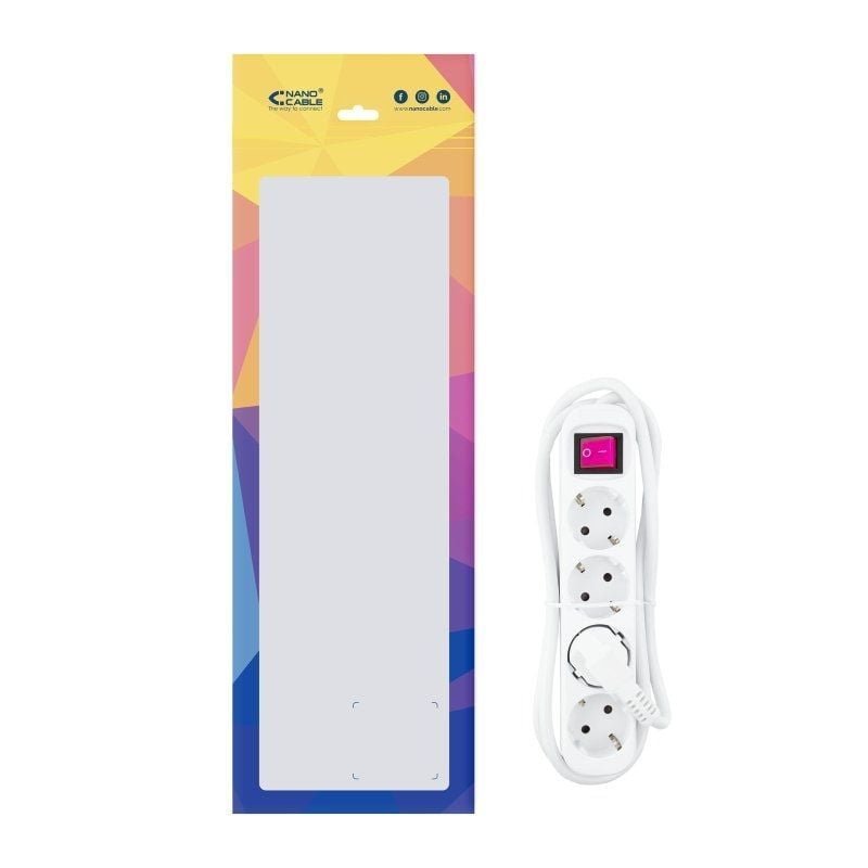 Regleta con Interruptor Nanocable 10.37.0004/ 4 Tomas de Corriente/ Cable 1.4m/ Blanca - изображение 4