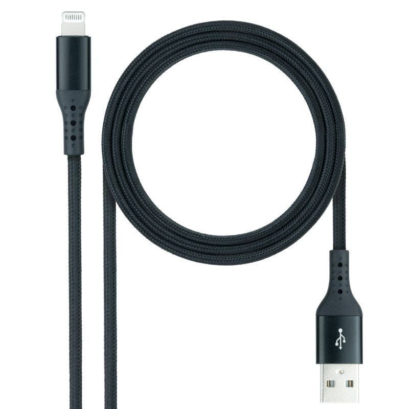 Cable USB 2.0 Lightning Nanocable 10.10.0401-COBK/ USB Macho - Lightning Macho/ 1m/ Negro - изображение 2