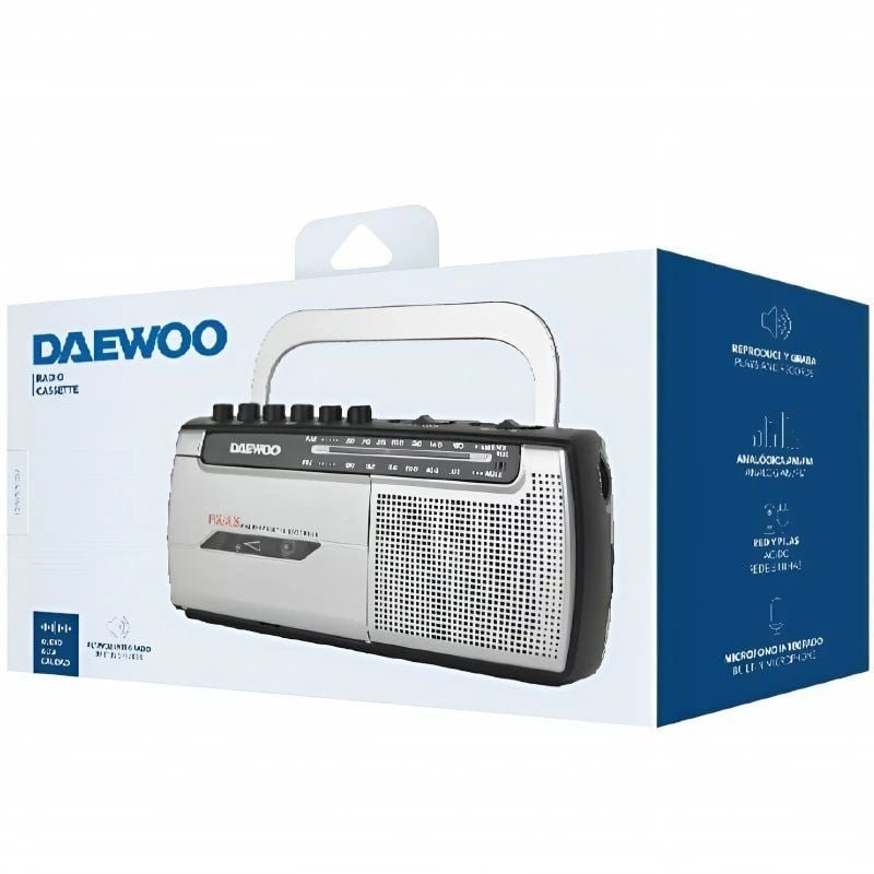 Radio Cassete Daewoo DW1107/ con Cable/ a Pilas/ Negra y Plateada - изображение 2