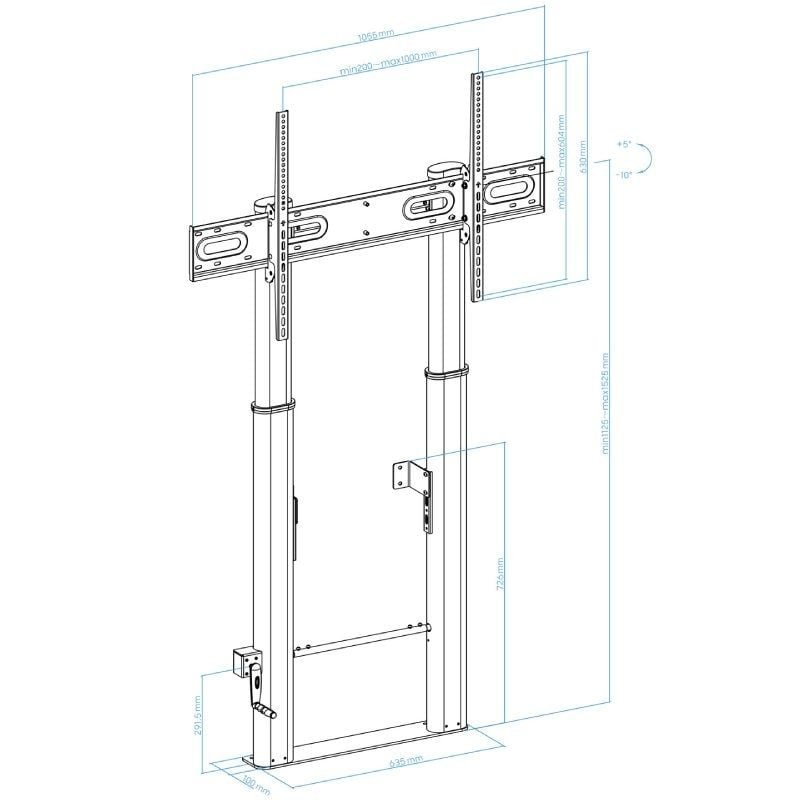 Soporte de Pared Fijo/ Suelo TooQ LOTTUS FS2290HM-B para TV de 55-100"/ hasta 100kg - изображение 5