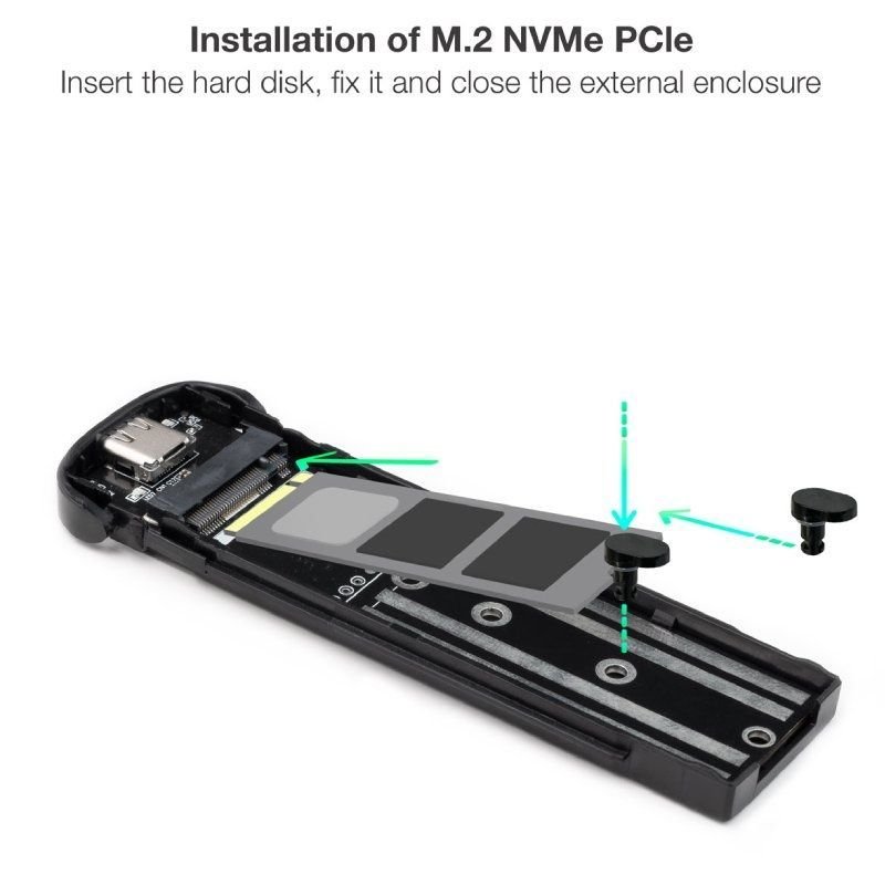 Caja Externa para Disco SSD M.2 NVMe TooQ TQE-2201BL/ USB 3.1 Gen2/ Sin tornillos - изображение 3