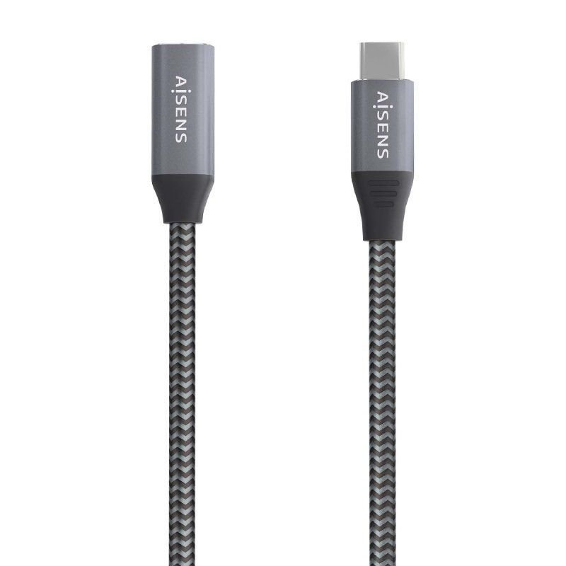 Cable Alargador USB 3.2 Aisens A107-0760/ USB Tipo-C Macho - USB Tipo-C Hembra/ Hasta 100W/ 20Gbps/ 50cm/ Gris - изображение 3