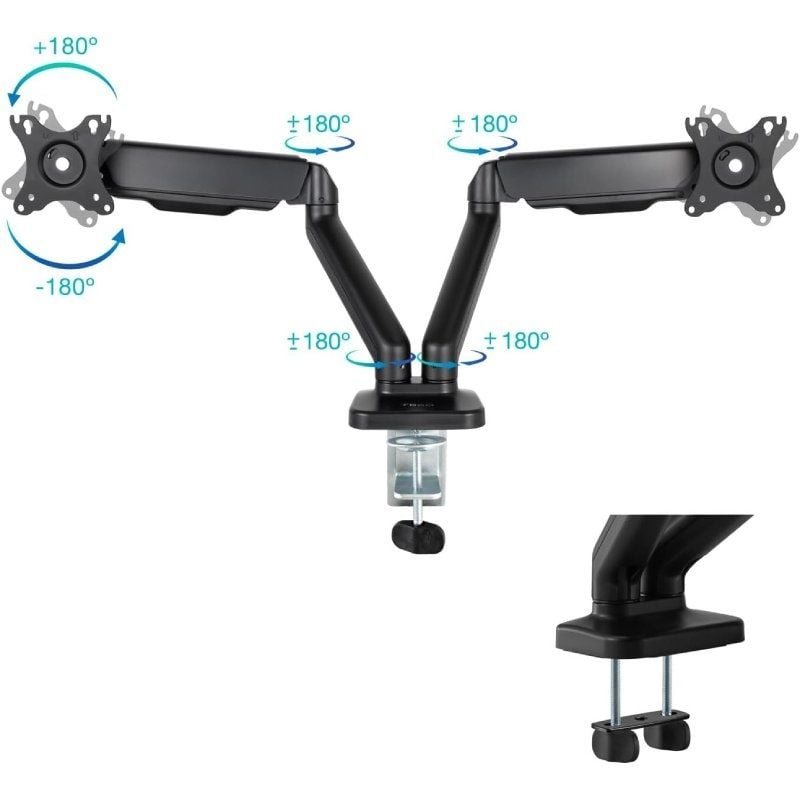 Soporte de Mesa para 2 Monitores TooQ DB5132TNR-B/ Giratorio/ Inclinable/ hasta 9kg - изображение 3