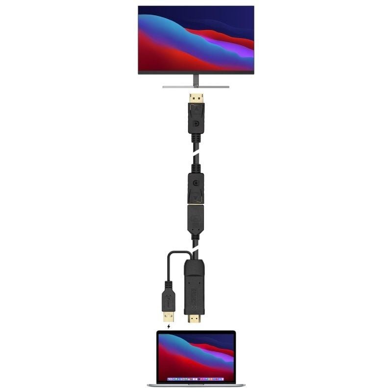 Cable Conversor 4K Aisens A122-0642/ HDMI Macho - DisplayPort Hembra - USB Macho/ Hasta 10W/ 2250Mbps/ 10cm + 10cm/ Negro - изображение 4