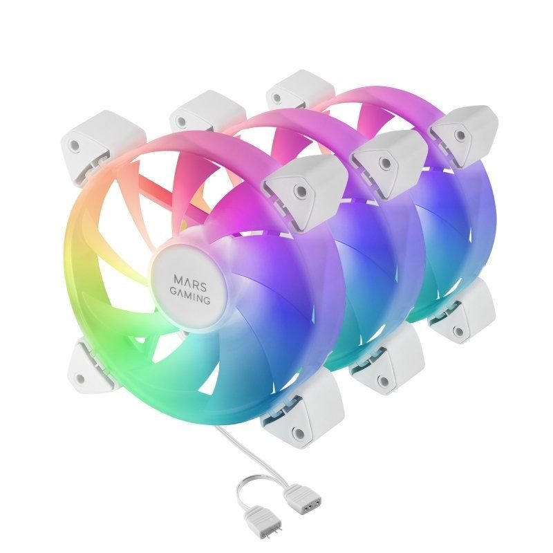 Pack 3 Ventiladores Mars Gaming MF-3A/ 12cm/ ARGB/ Blanco - изображение 4