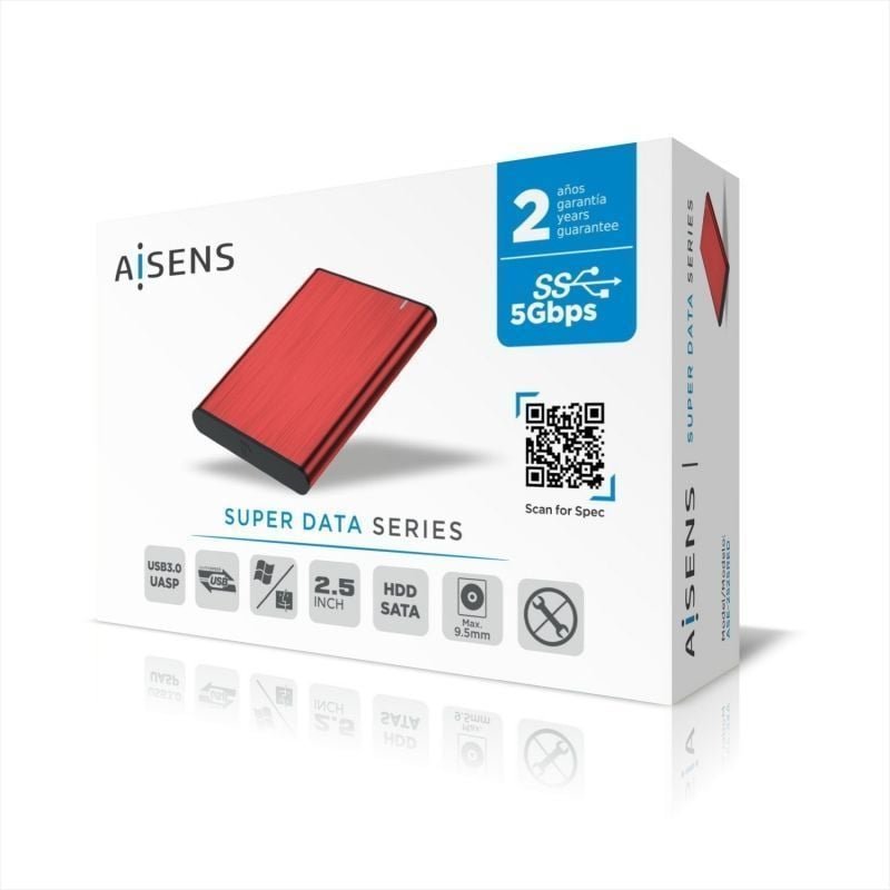 Caja Externa para Disco Duro de 2.5" Aisens ASE-2525RED/ USB 3.1/ Sin tornillos - изображение 5
