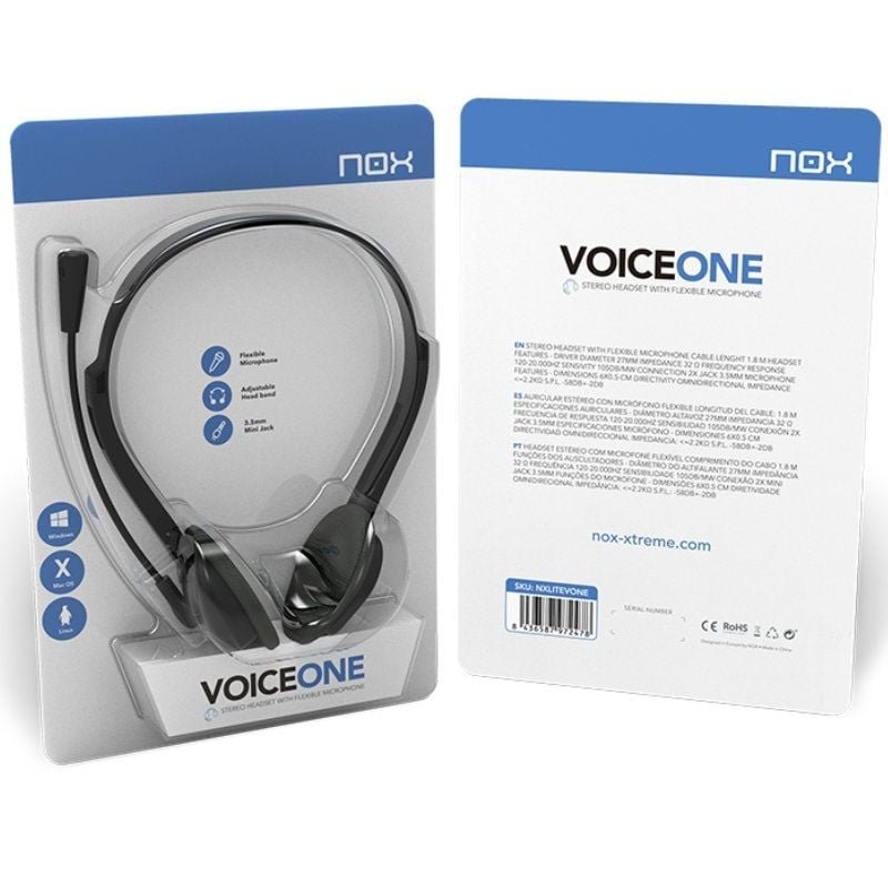 Auriculares Nox Voice One/ con Micrófono/ Jack 3.5/ Negros - изображение 4