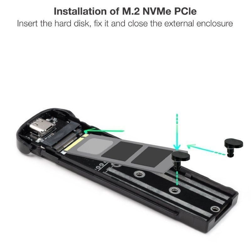 Caja Externa para Disco SSD M.2 NVMe TooQ TQE-2201R/ USB 3.1 Gen2/ Sin tornillos - изображение 3