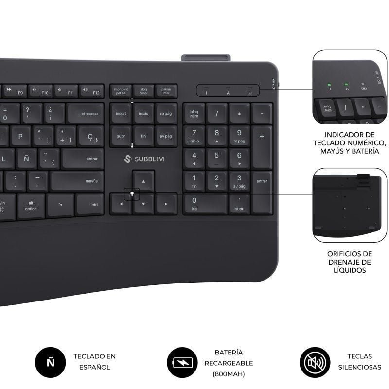 Teclado y Ratón Inalámbrico Subblim Combo Dual Office Prowave/ Negro - изображение 2