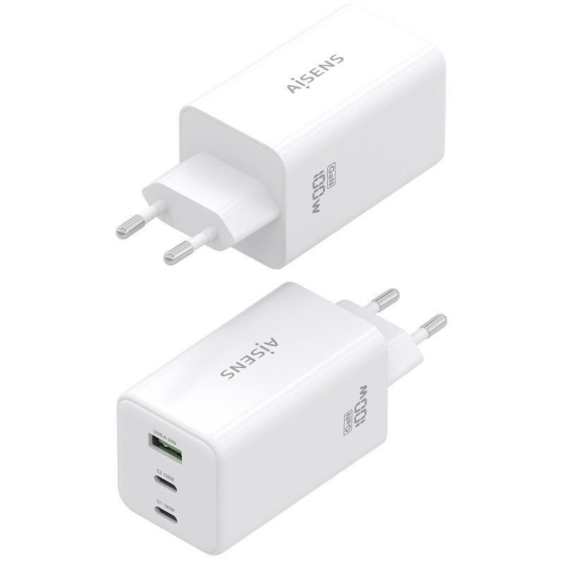 Cargador de Pared GaN Aisens ASCH-100W3P051-W/ 2xUSB Tipo-C/ 1xUSB/ 100W - изображение 3