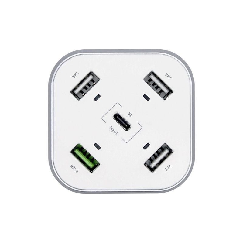 Cargador de Mesa Aisens ASCH-5PQC-W/ 1xUSB Tipo-C/ 4xUSB/ 48W - изображение 2