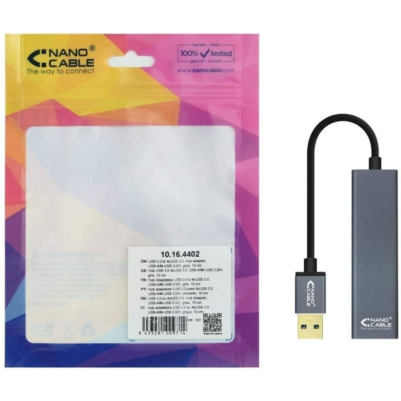Hub USB 3.0 Nanocable 10.16.4402/ 4xUSB/ Gris - изображение 4