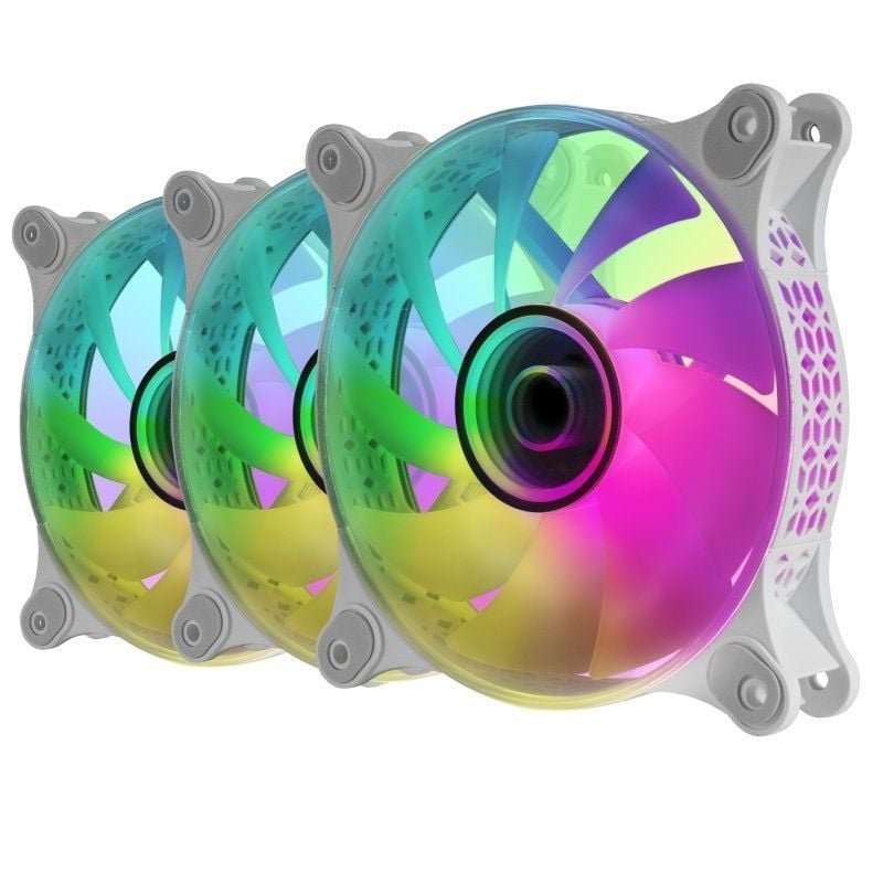 Pack 3 Ventiladores Mars Gaming MF-3DKITW/ 12cm + HUB + Mando a Distancia/ ARGB/ Blanco - изображение 4