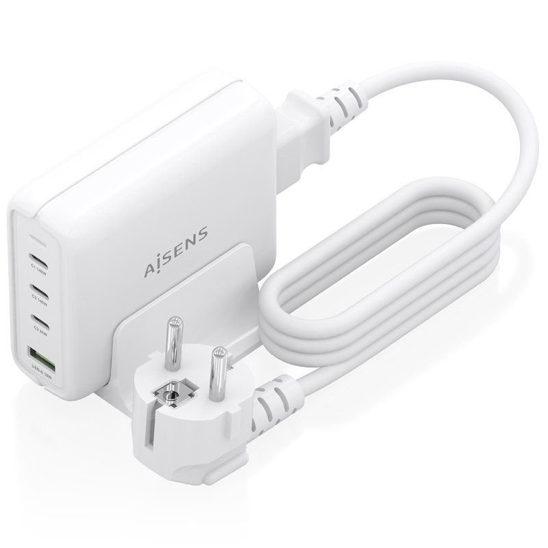 Cargador Sobremesa GaN Aisens ASCH-140W4P055-W/ 3xUSB Tipo-C/ 1xUSB/ 140W - изображение 2