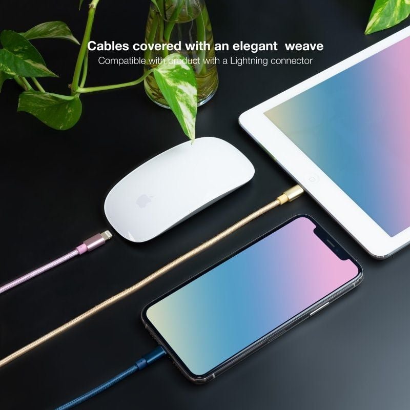 Cables USB 2.0 Lightning Nanocable 10.10.0401-CO2/ USB Macho - Lightning Macho/ 1m/ 3 Unidades/ Rosa, Dorado, Azul Pacífico - изображение 3