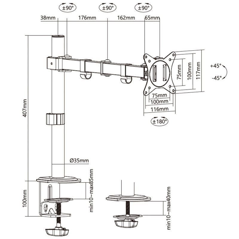 Soporte de Mesa para Monitor y TV Aisens DT32TSR-147/ Giratorio/ Inclinable/ hasta 9kg - изображение 4