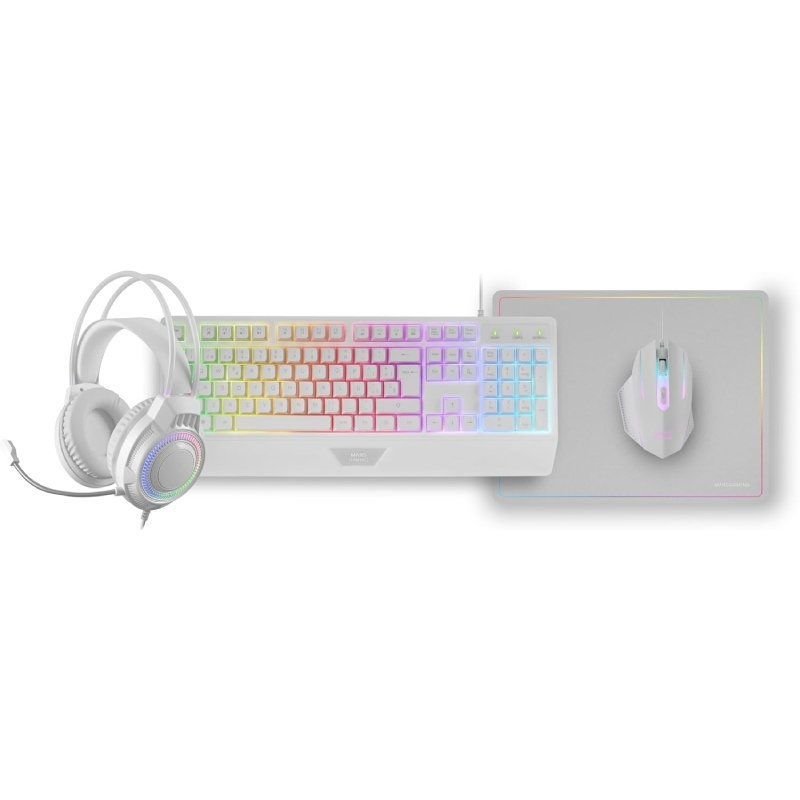 Pack Gaming Mars Gaming MCP124PROWES/ Teclado + Ratón Óptico + Auriculares + Alfombrilla/ Blanco - изображение 2