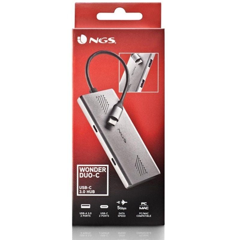 Hub USB Tipo-C NGS WonderDuo-C / 2xUSB/ 2xUSB Tipo-C - изображение 4