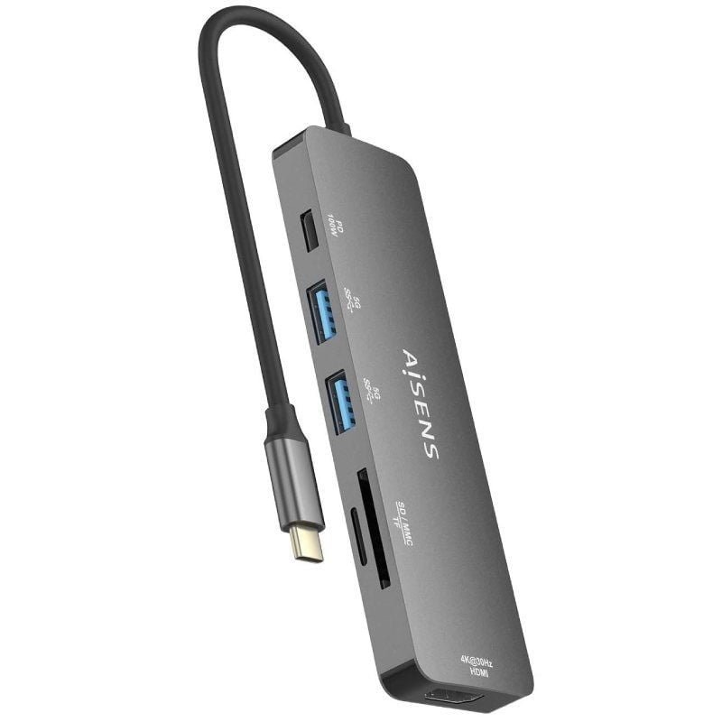 Docking USB Tipo-C Aisens ASUC-6P016-GR/ 1xHDMI/ 2xUSB/ 1xLector Tarjetas/ 1xUSB Tipo-C PD/ Gris - изображение 3