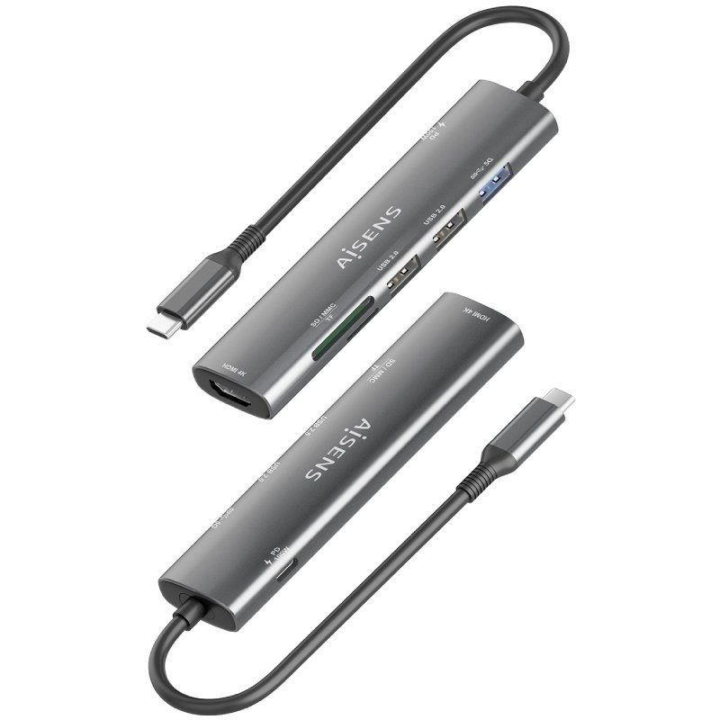 Docking USB Tipo-C Aisens ASUC-7P025-GR/ 1xHDMI/ 3xUSB/ 1xUSB Tipo-C PD/ 1xLector Tarjetas/ Gris - изображение 3