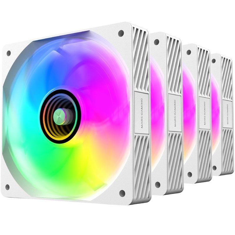 Pack 4 Ventiladores Mars Gaming MF-SI4KIT/ 12cm + HUB + Mando a Distancia/ ARGB/ Blancos - изображение 4