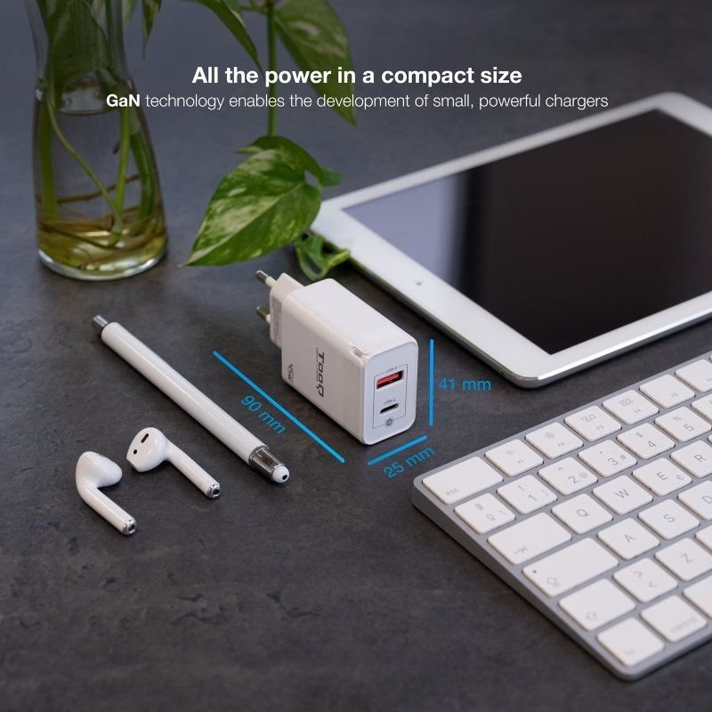 Cargador de Pared GaN TooQ TQWC-GANQCPD45WT/ 1xUSB Tipo-C/ 1xUSB/ 45W - изображение 4