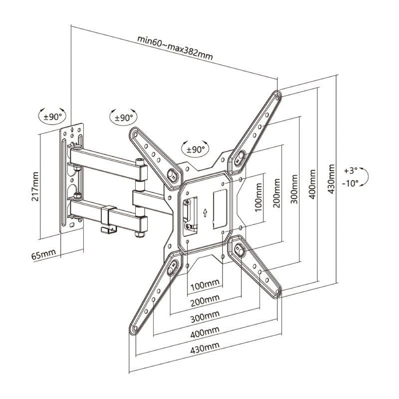 Soporte de Pared Giratorio/ Inclinable/ Aisens WT55TSE-153 para TV de 23-55"/ hasta 30kg - изображение 5
