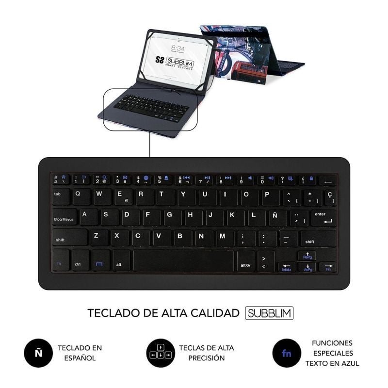 Funda con Teclado Subblim Keytab Pro USB England para Tablets de 10.1"-11" - изображение 4
