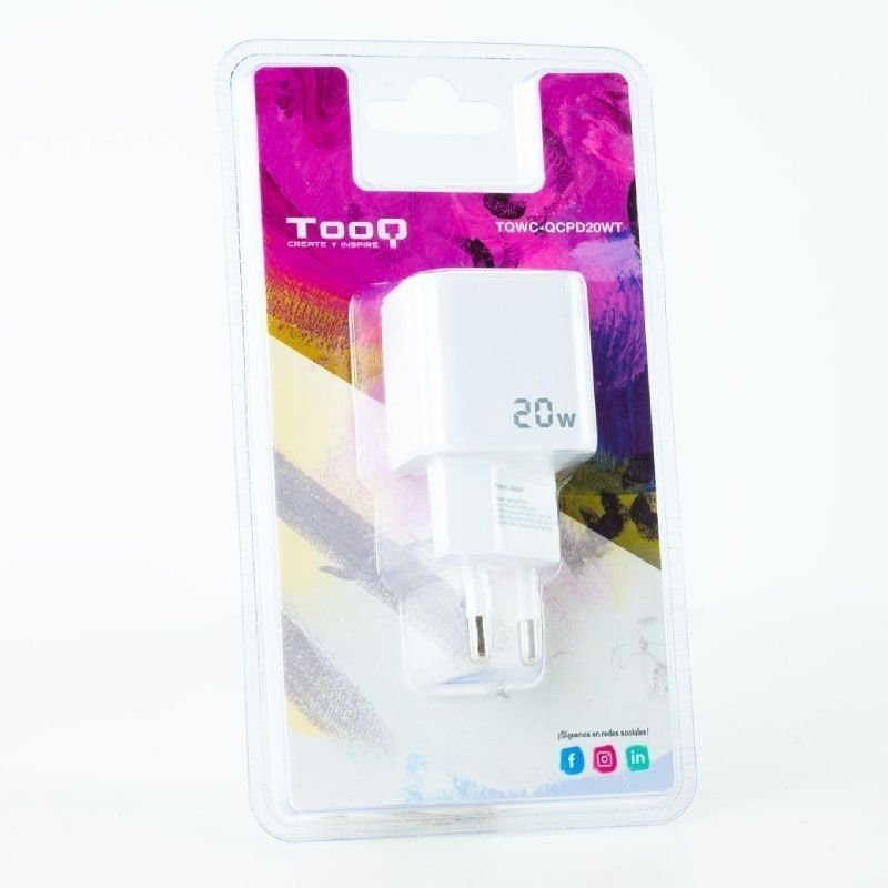 Cargador de Pared TooQ TQWC-QCPD20WT/ 1xUSB-Tipo C/ 1x USB/ 20W/ Blanco - изображение 5