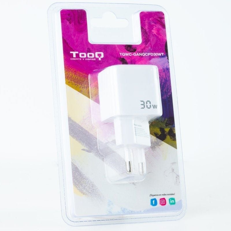 Cargador de Pared GaN TooQ TQWC-GANQCPD30WT/ 1xUSB Tipo-C/ 1xUSB/ 30W - изображение 5