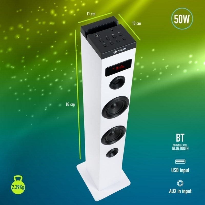 Torre de Sonido con Bluetooth NGS SKY CHARM/ 50W/ 2.0/ Blanca - изображение 5