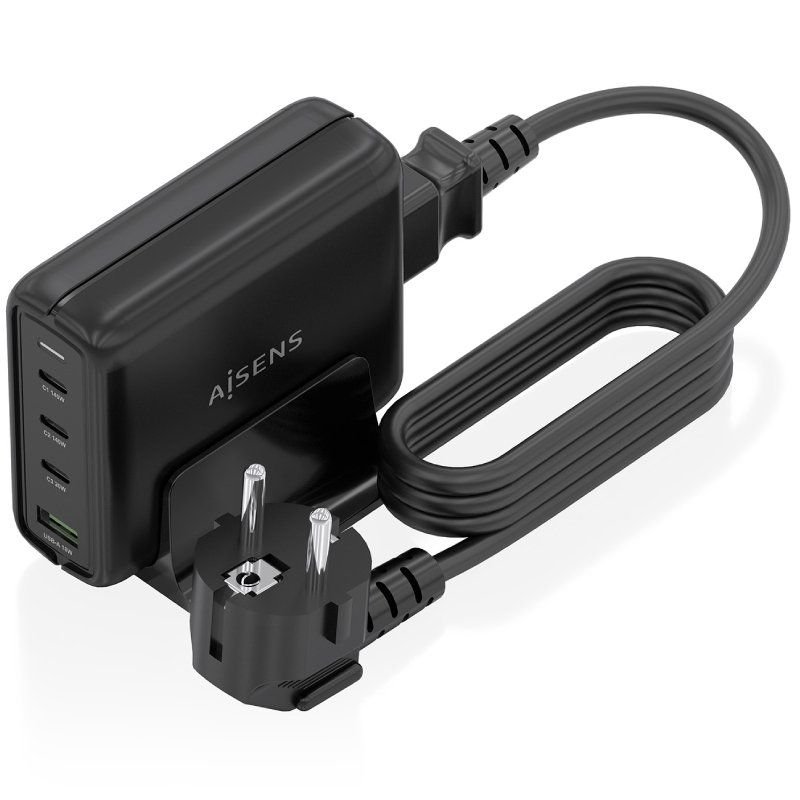 Cargador Sobremesa GaN Aisens ASCH-140W4P056-BK/ 3xUSB Tipo-C/ 1xUSB/ 140W - изображение 2