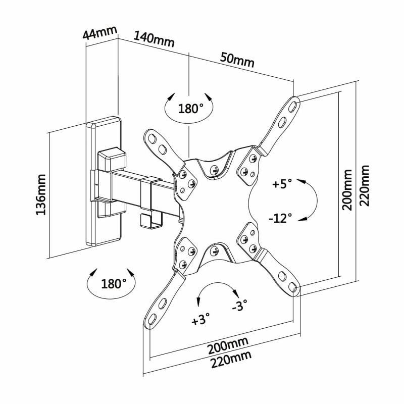 Soporte de Pared Extensible/ Giratorio/ Inclinable/ Nivelable Aisens WT42TSLE-009 para TV de 13-42"/ hasta 20kg - изображение 5