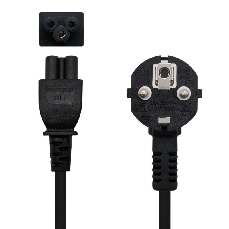 Cable Alimentación Trébol Nanocable 10.22.0302/ Schuko Macho - C5 Hembra/ 1.5m/ Negro - изображение 2