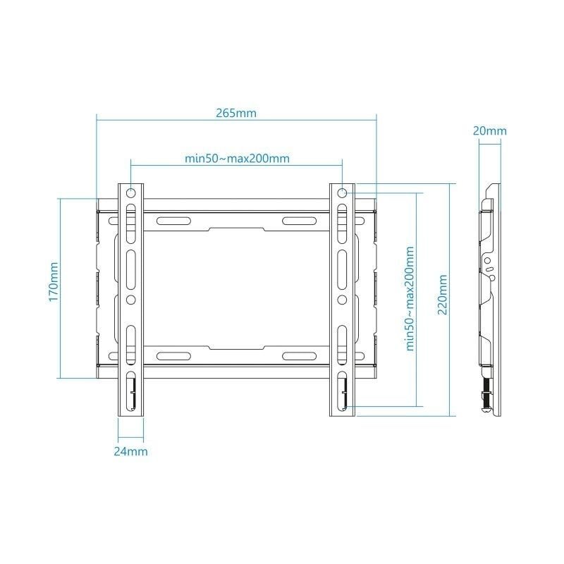 Soporte de Pared Fijo TooQ LP1043F-B para TV de 23-43"/ hasta 45kg - изображение 3