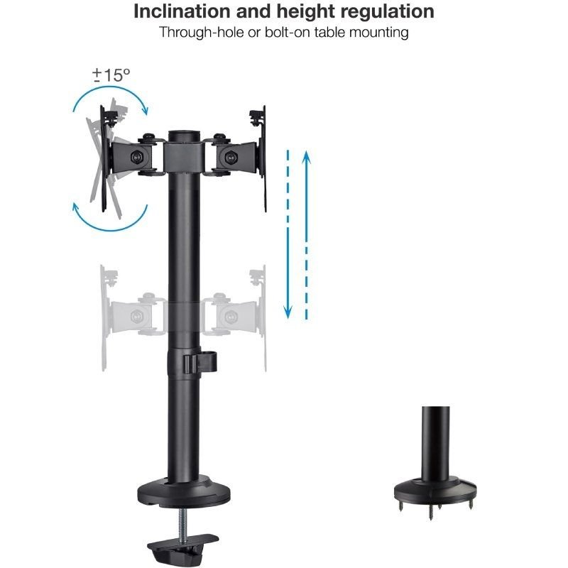 Soporte de Mesa para 2 Monitores TooQ DB1132TN-B/ Giratorio/ Inclinable/ hasta 8kg - изображение 2