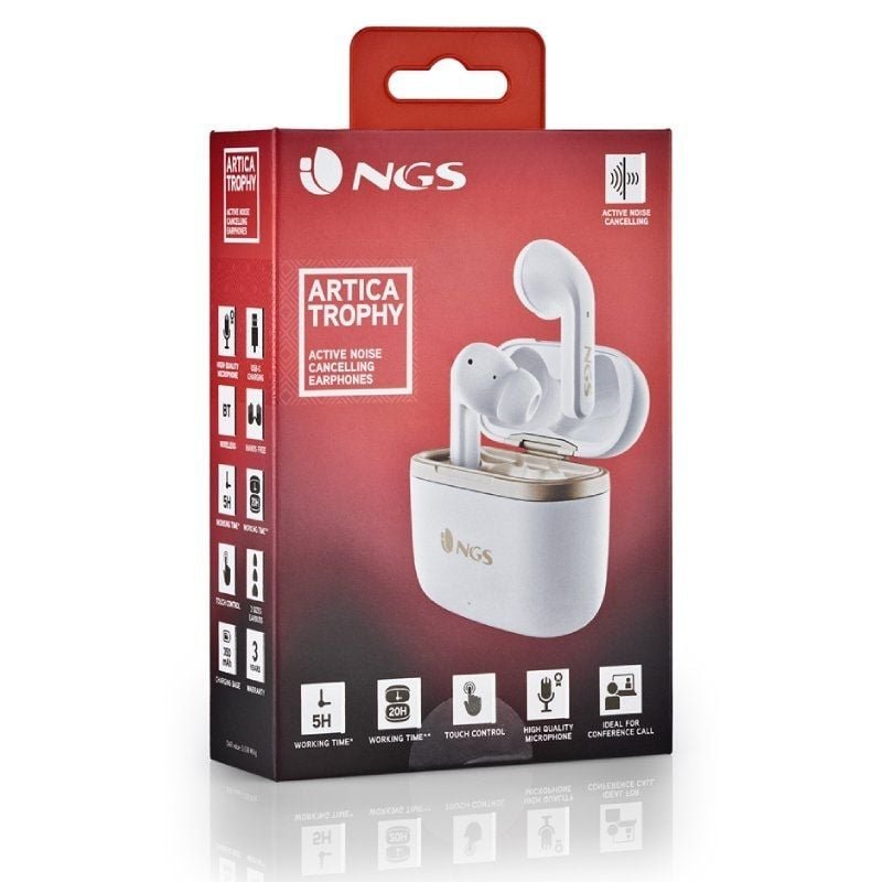 Auriculares Bluetooth NGS Ártica Trophy con estuche de carga/ Autonomía 5h/ Blancos - изображение 5