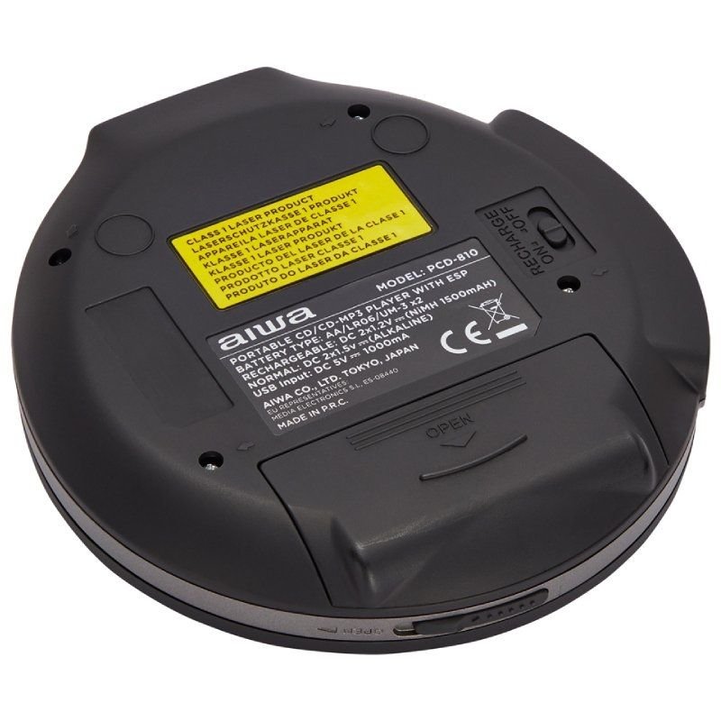 Reproductor de CD/CDR/MP3 Aiwa Walk PCD-810BK/ con Batería/ con Cable/ Negra y Gris - изображение 4