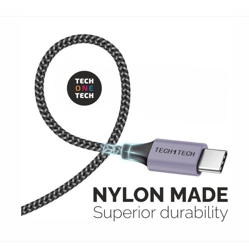 Cable USB 2.0 Tipo-C Tech One Tech TEC2023/ USB Tipo-C Macho - USB Macho/ 2m/ Gris - изображение 2