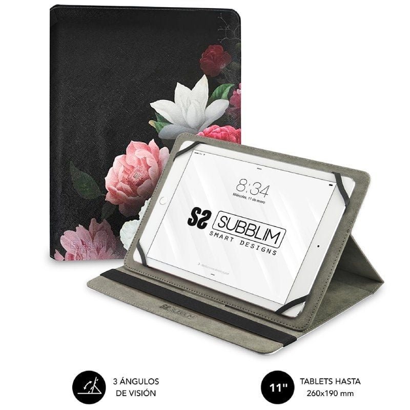 Funda Subblim Trendy Case Rosas para Tablet de 11"/ Negra - изображение 2