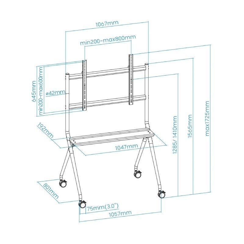 Soporte de Suelo con Ruedas TooQ FS20205M-B para TV de 50-86"/ hasta 120kg - изображение 4