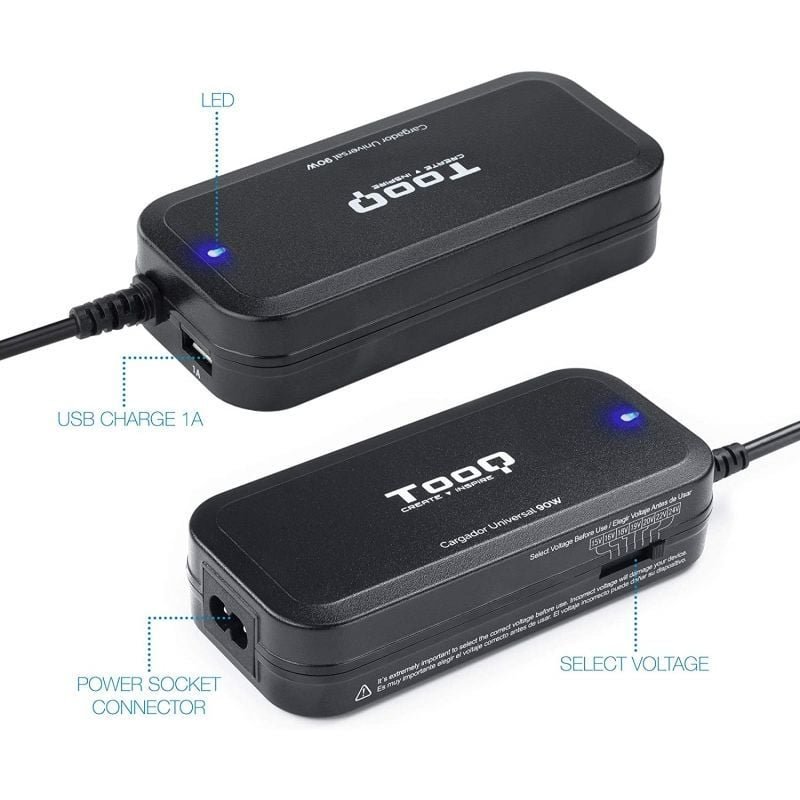 Cargador de Portátil TooQ TQLC-90BS02M/ 90W/ Manual/ 12 Conectores/ Voltaje 15-24V/ 1 USB - изображение 3