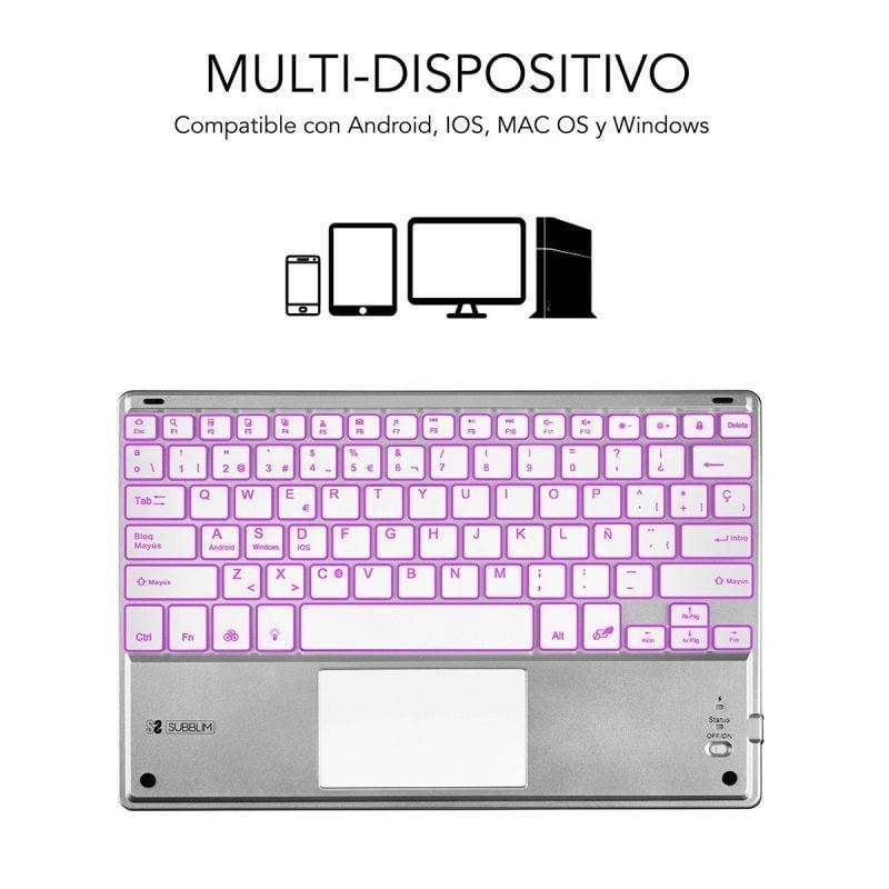 Teclado Compacto Inalámbrico por Bluetooth Subblim SMBT50/ Plata - изображение 2