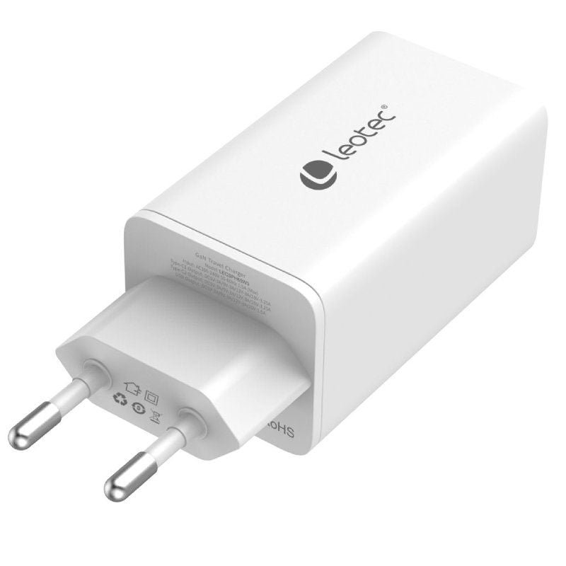Cargador de Pared GaN Leotec LECSPH65W3W/ 2xUSB Tipo-C/ 1xUSB/ 65W - изображение 3